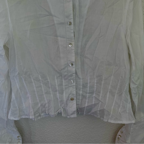 Valerie Button Down Cropped White Cotton Shirt - Picture 3 of 4